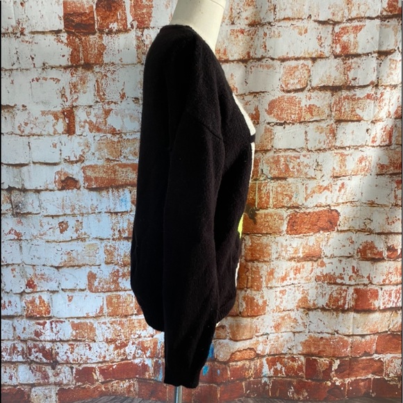 Oversized fuzzy neon love color block sweater m - Picture 3 of 7